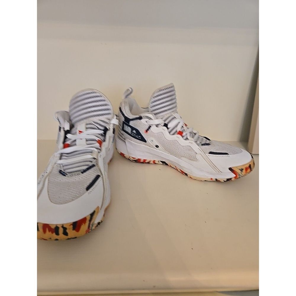 Mens Size 9.5 adidas Usa Sneakers - Dame 7 Extply - White Blue Red